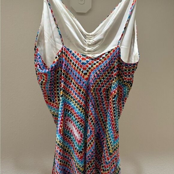 Allsaints ASilk Blend Midi Slip Dress Asymmetric Hem Multicolor Size 10‎ - Picture 10 of 16